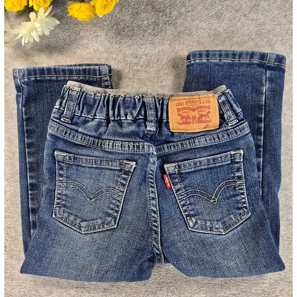 Levis 514 Straight Leg Jeans Toddler Boys Size 24M Blue Denim Elastic Waist